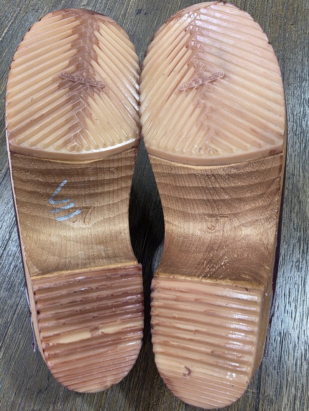 TROLLS By Samhall Burgundy Leather & Wood Sweden Clogs Size 37 - Picture 8 of 13